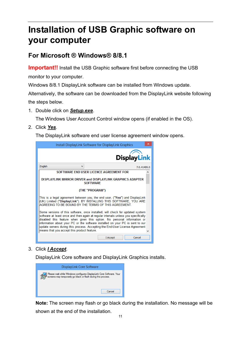 For microsoft ® windows® 8/8.1 | AOC E1759FWU User Manual | Page 11 / 33