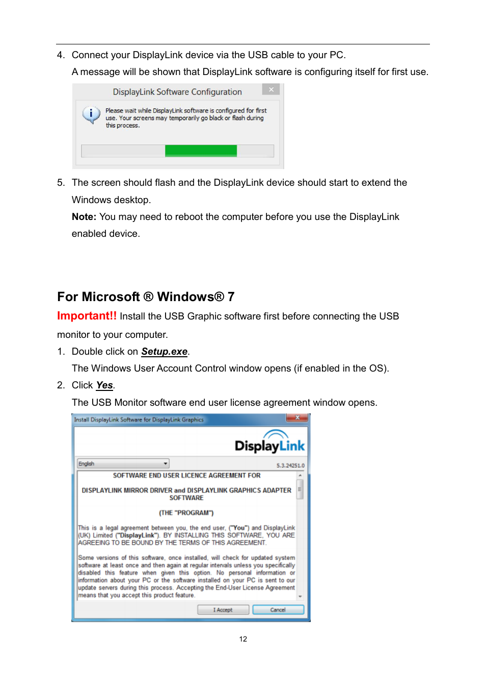 For microsoft ® windows® 7 | AOC E1759FWU User Manual | Page 12 / 33