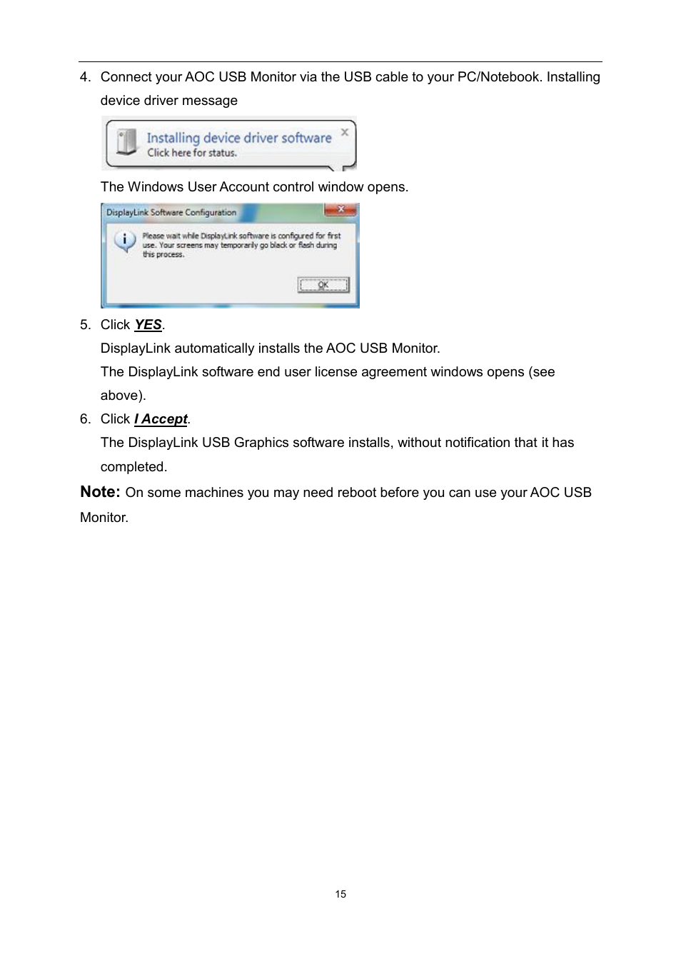 AOC E1759FWU User Manual | Page 15 / 33
