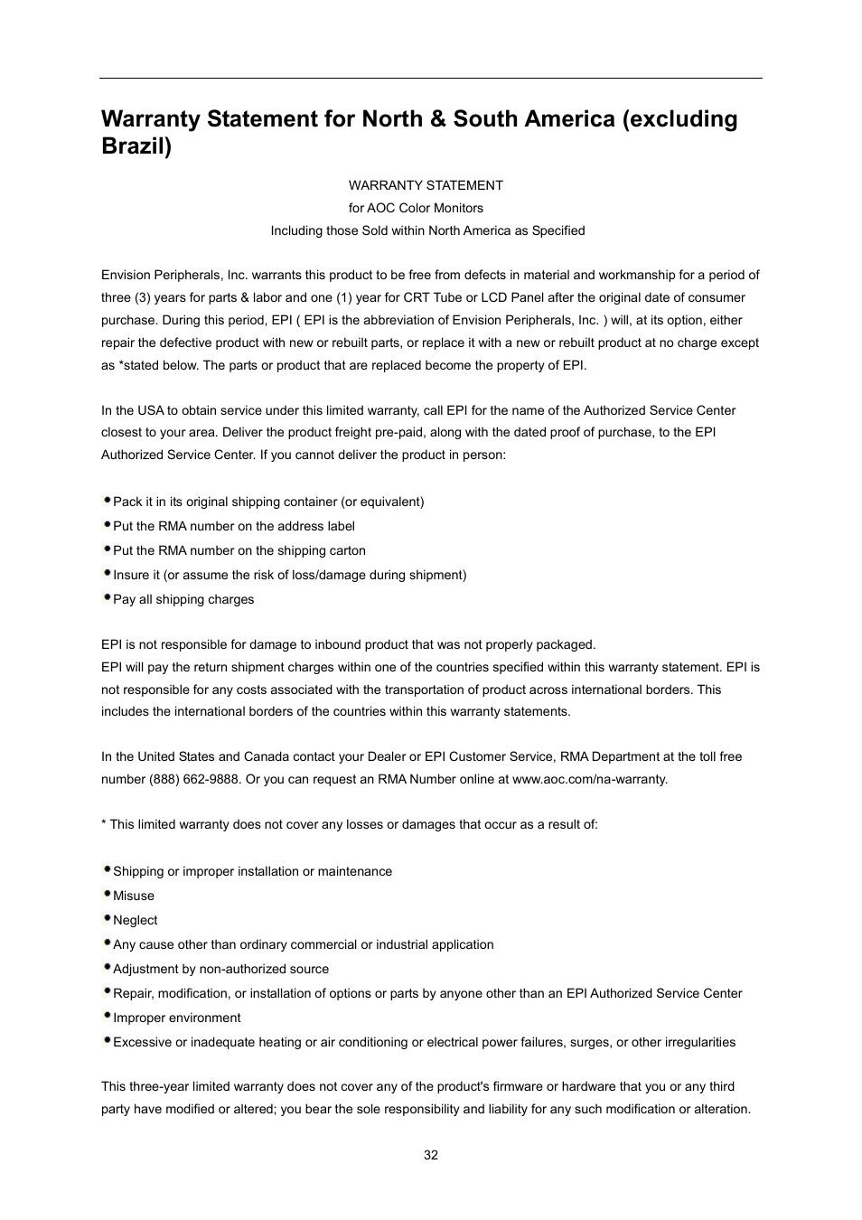 AOC E1759FWU User Manual | Page 32 / 33