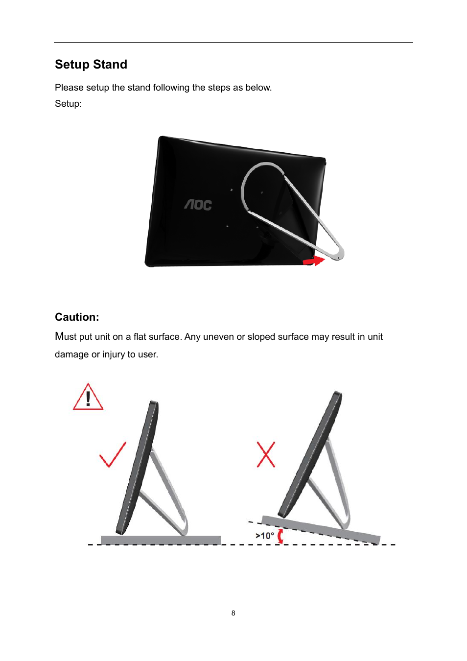 Setup stand | AOC E1759FWU User Manual | Page 8 / 33