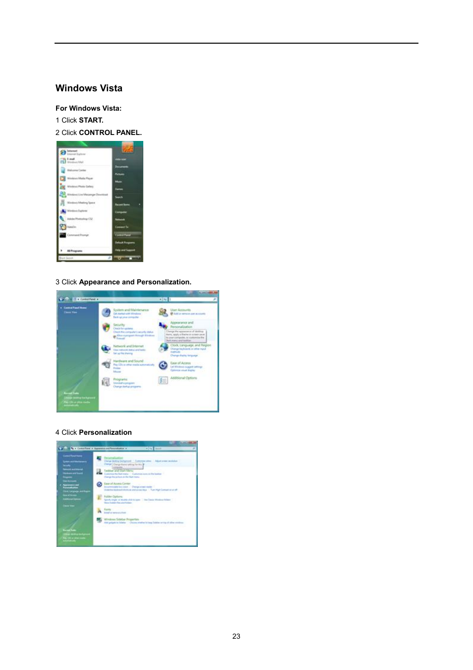 Windows vista | AOC U3477PQU User Manual | Page 22 / 79