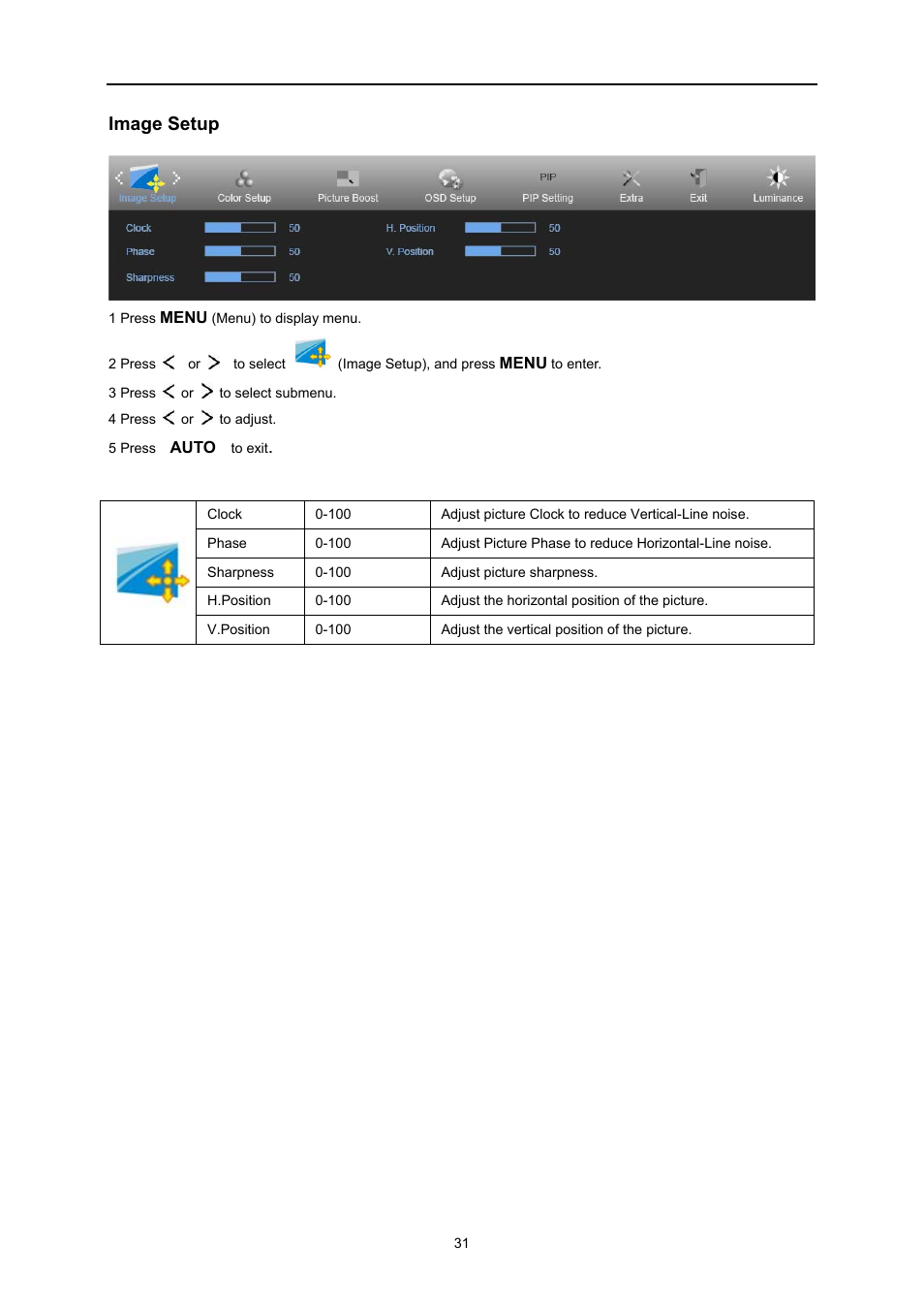 Image setup | AOC U3477PQU User Manual | Page 30 / 79
