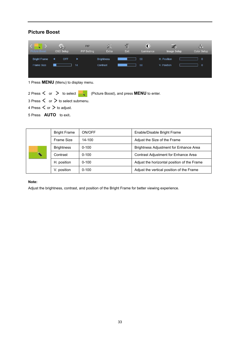 Picture boost | AOC U3477PQU User Manual | Page 32 / 79