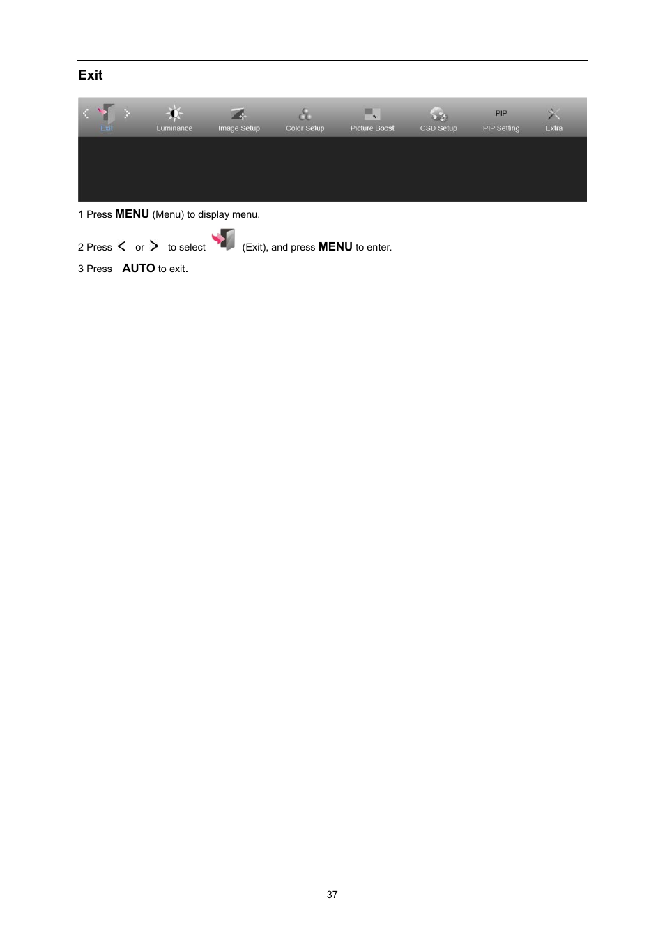 Exit | AOC U3477PQU User Manual | Page 36 / 79