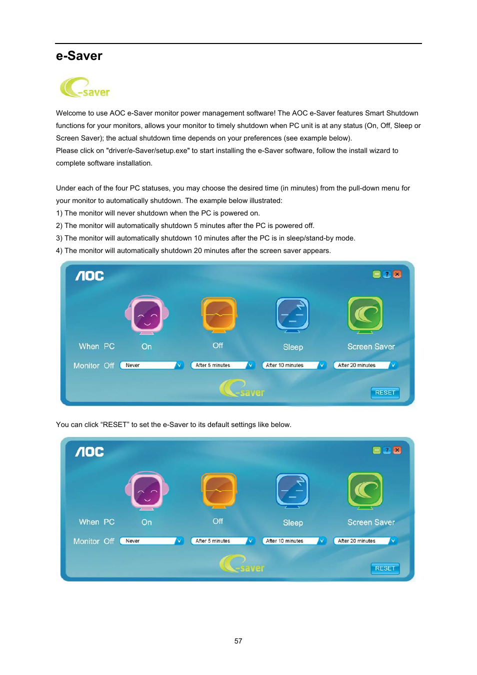 E-saver | AOC U3477PQU User Manual | Page 56 / 79