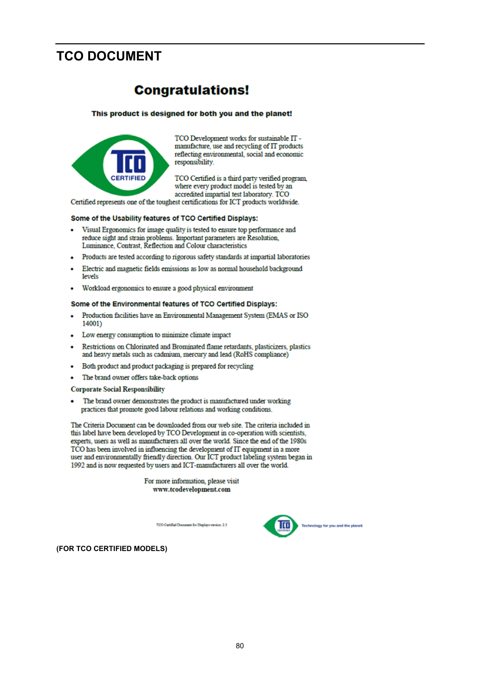 Tco document | AOC U3477PQU User Manual | Page 79 / 79