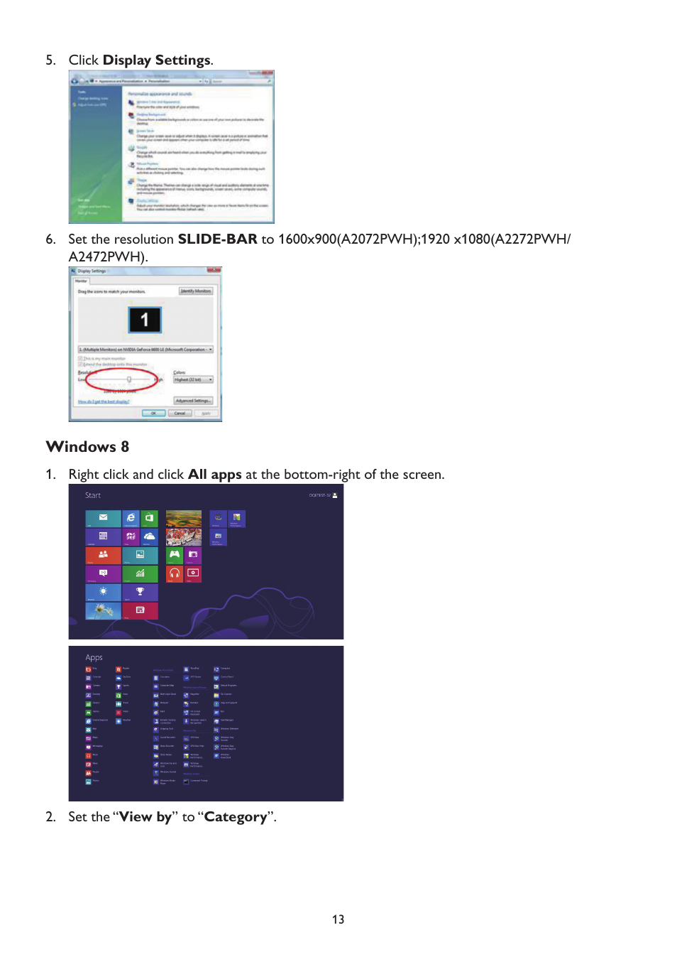 Windows 8 | AOC A2472PWH User Manual | Page 13 / 67