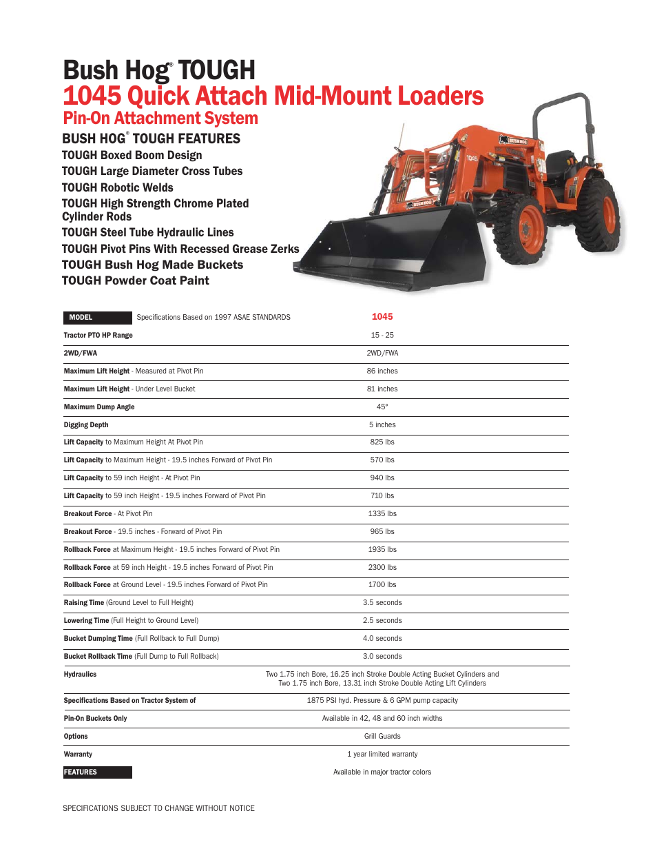 Bush Hog Great Bend 1045 User Manual | 1 page