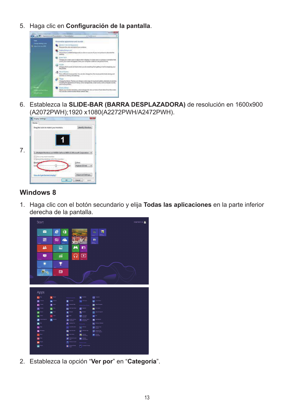 Windows 8 | AOC A2472PWH User Manual | Page 13 / 68