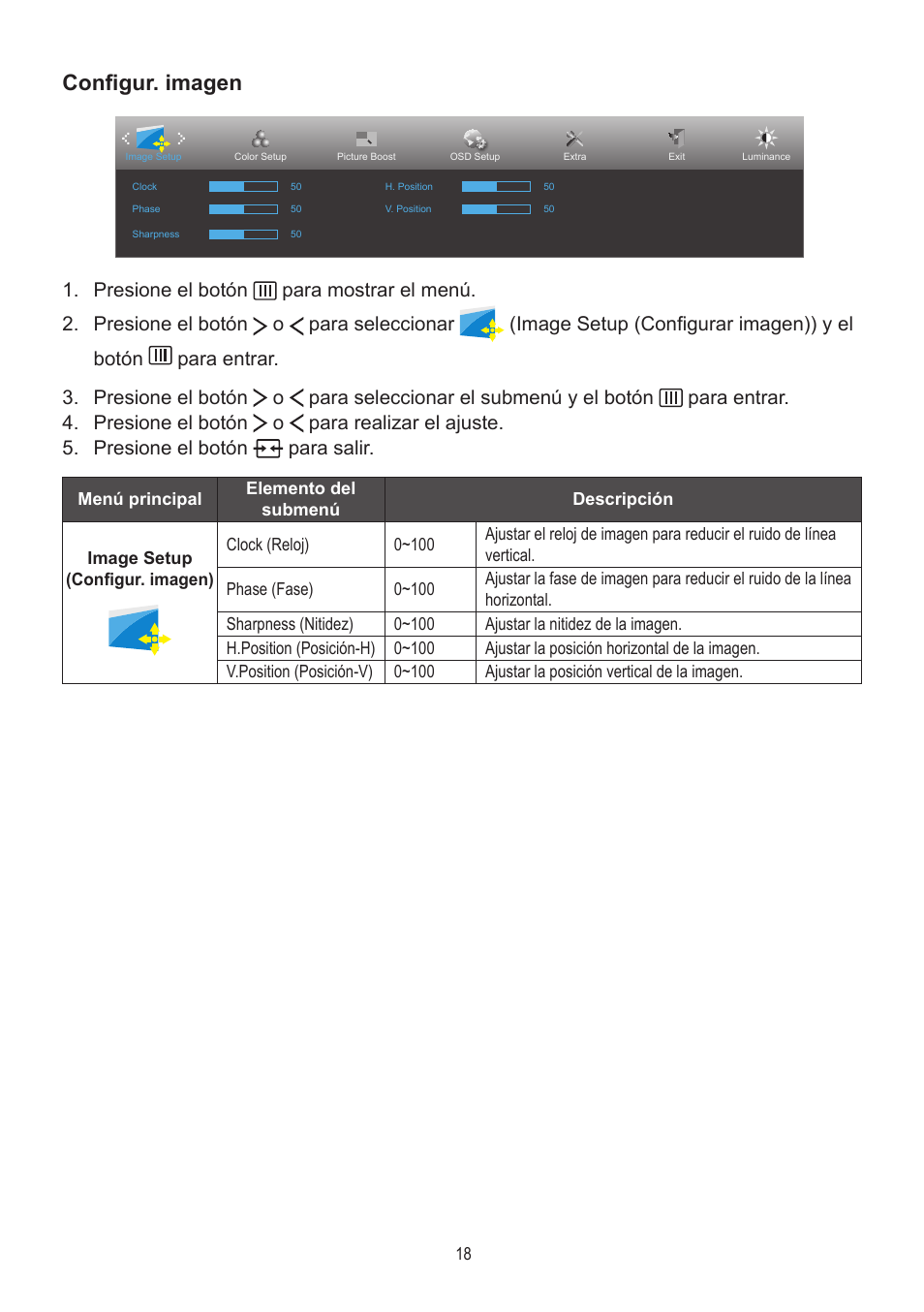 Configur. imagen | AOC A2472PWH User Manual | Page 18 / 68