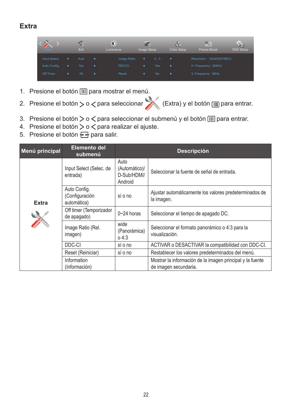 Extra | AOC A2472PWH User Manual | Page 22 / 68