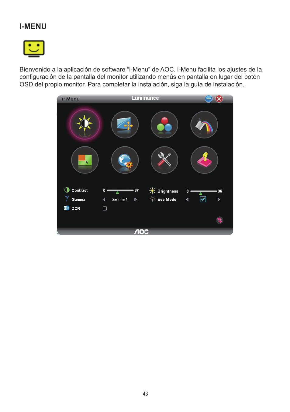 I-menu | AOC A2472PWH User Manual | Page 43 / 68