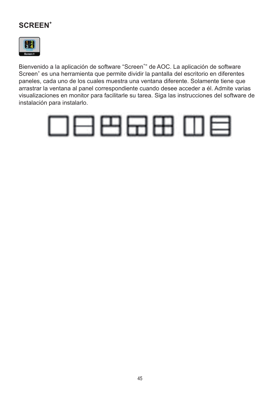 Screen | AOC A2472PWH User Manual | Page 45 / 68