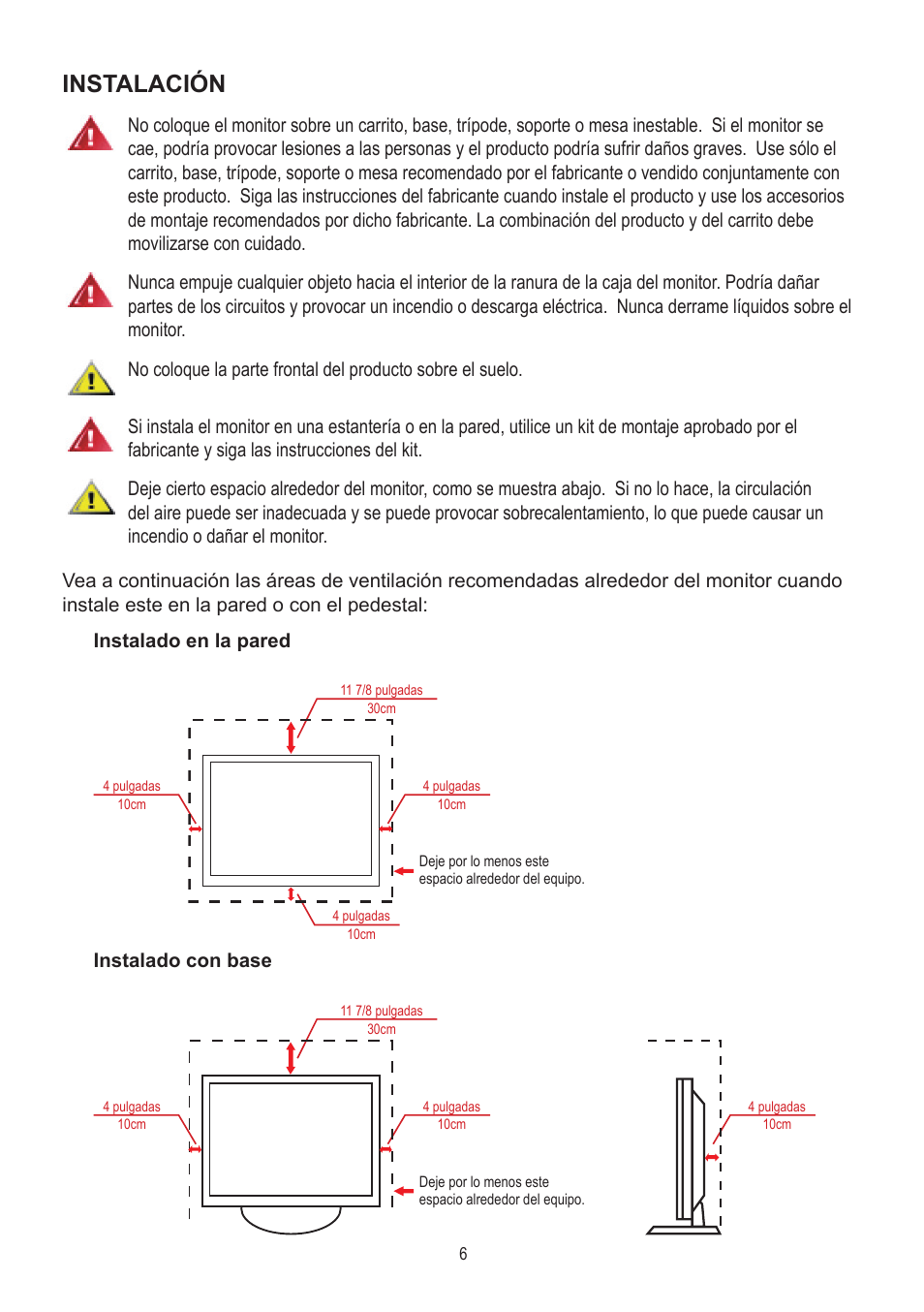 Instalación | AOC A2472PWH User Manual | Page 6 / 68