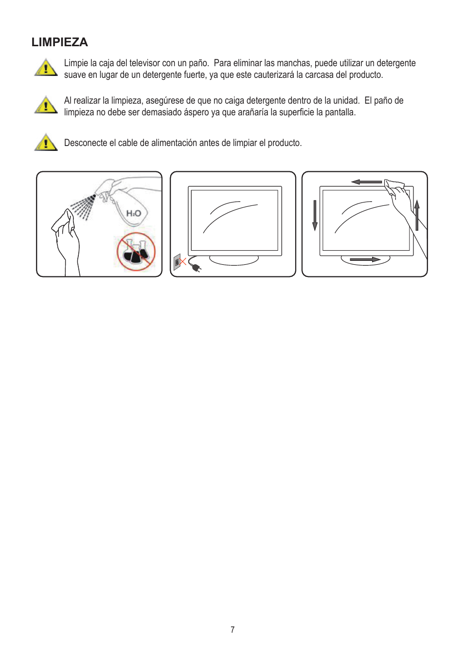 Limpieza | AOC A2472PWH User Manual | Page 7 / 68