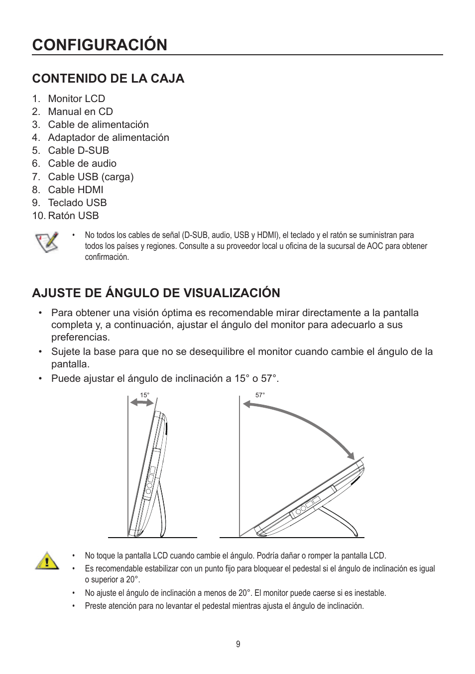 AOC A2472PWH User Manual | Page 9 / 68