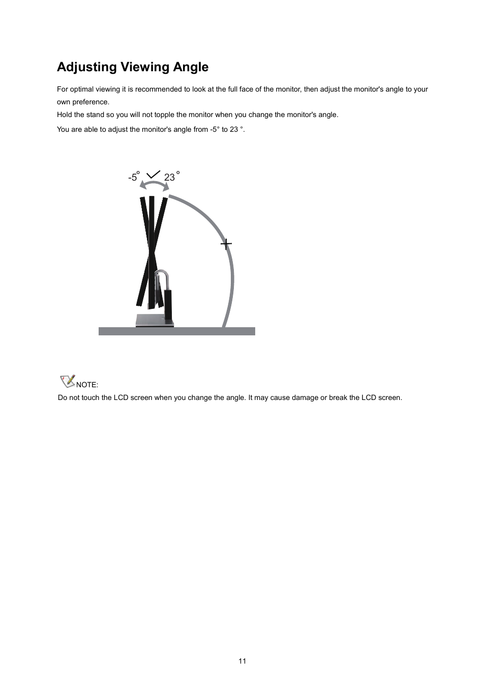Adjusting viewing angle | AOC I2367FM User Manual | Page 11 / 69