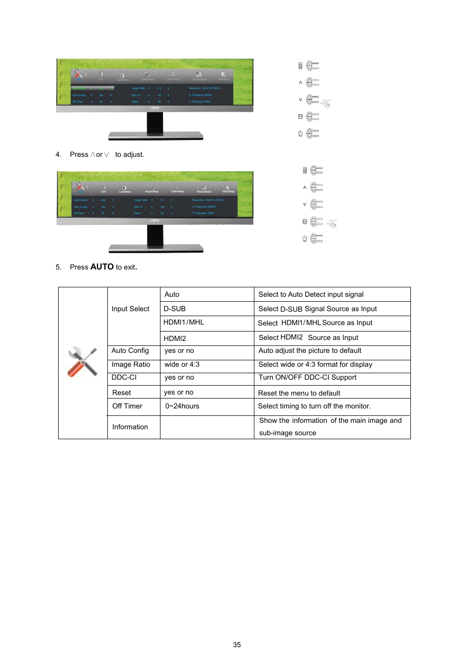 AOC I2367FM User Manual | Page 35 / 69