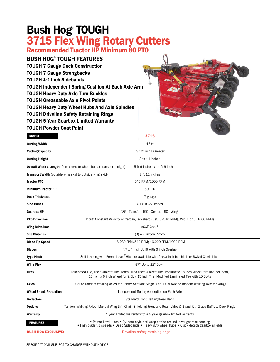 Bush Hog 3715 User Manual | 1 page