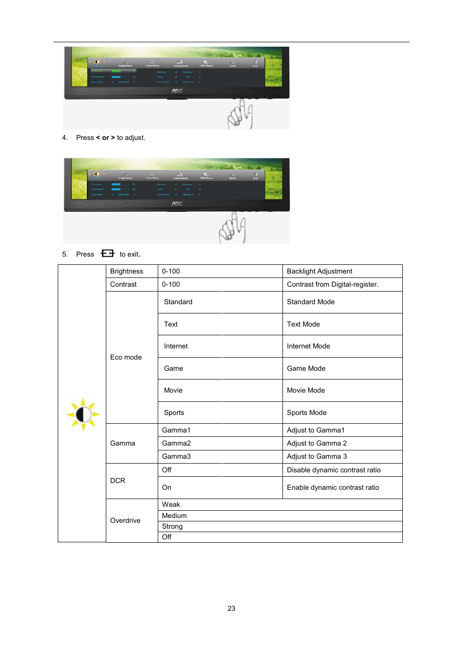 AOC E2460PQ User Manual | Page 23 / 66