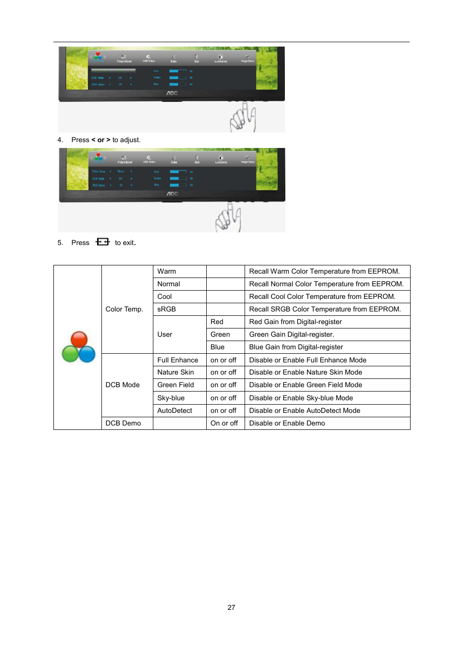 AOC E2460PQ User Manual | Page 27 / 66