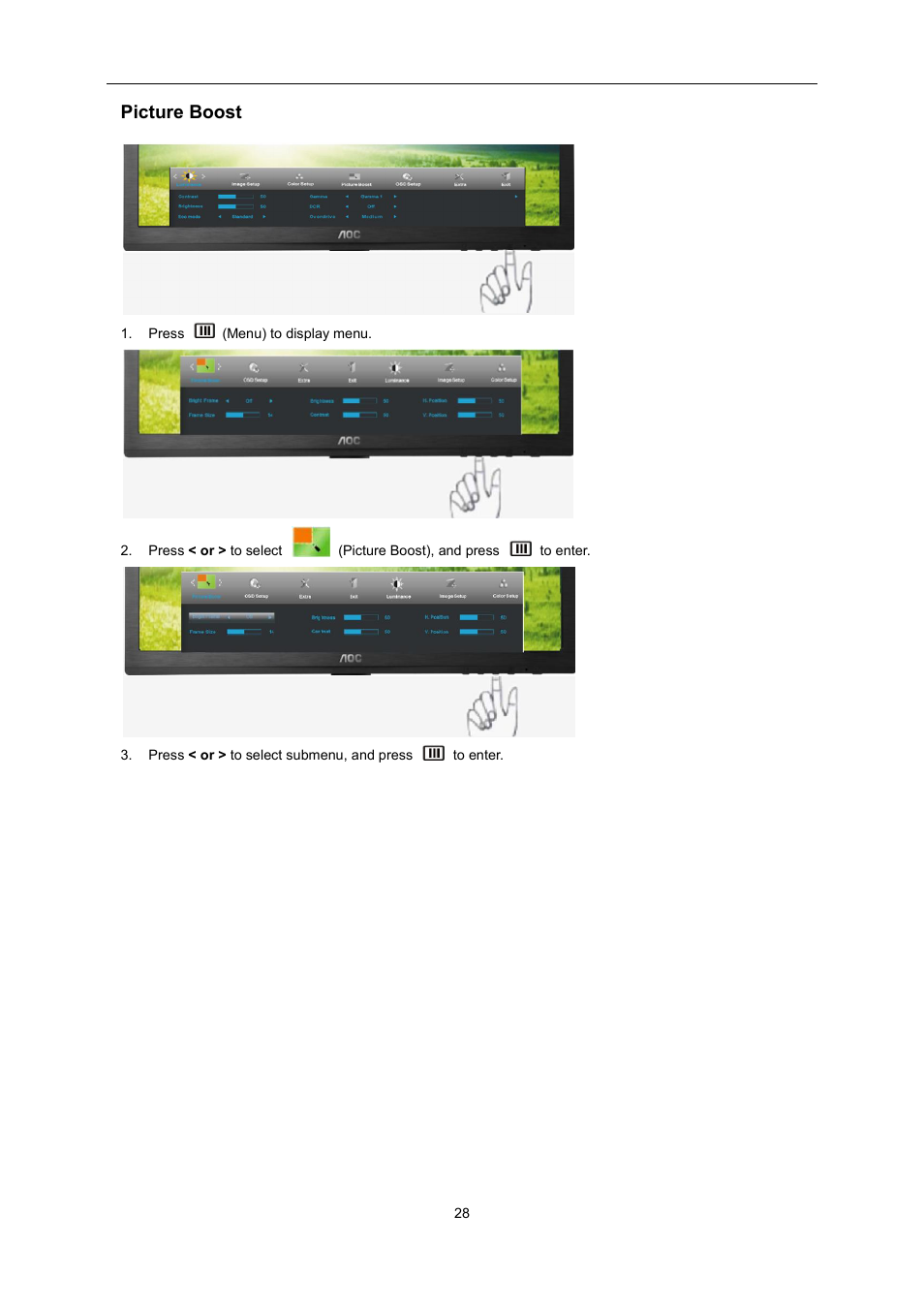 Picture boost | AOC E2460PQ User Manual | Page 28 / 66