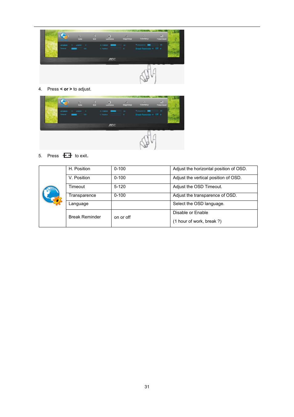 AOC E2460PQ User Manual | Page 31 / 66