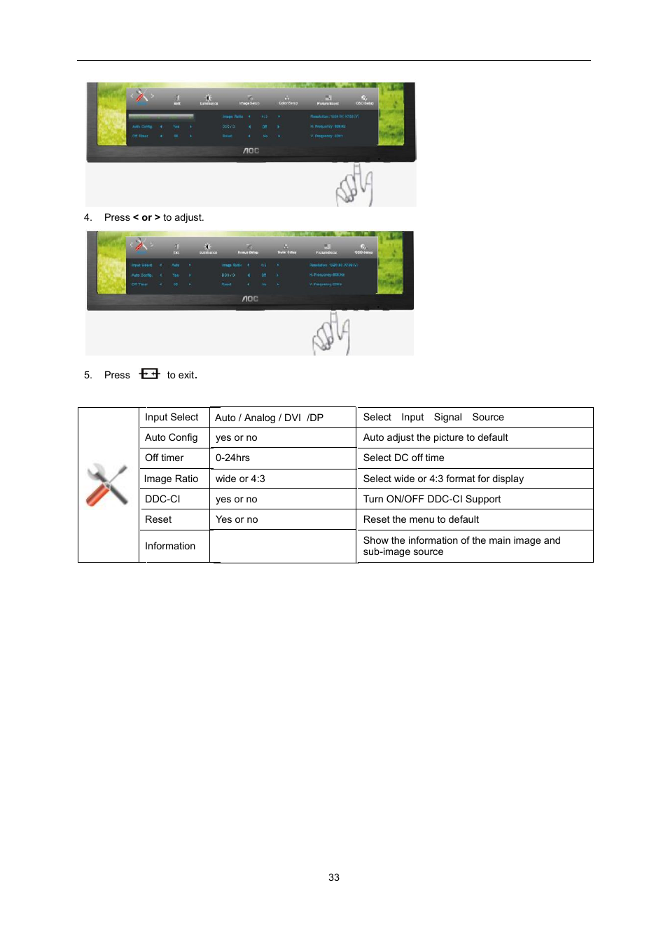 AOC E2460PQ User Manual | Page 33 / 66