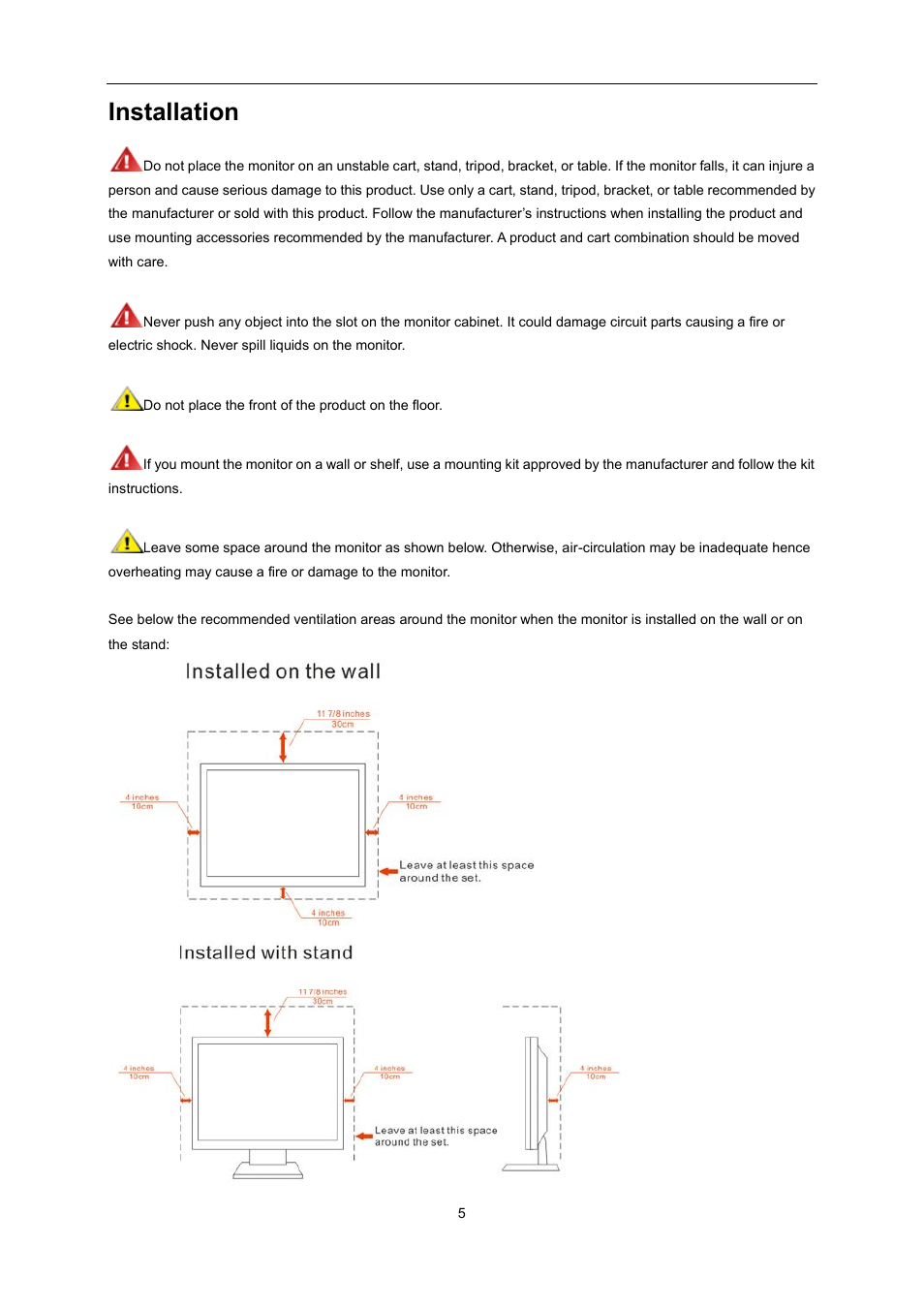 Installation | AOC E2460PQ User Manual | Page 5 / 66