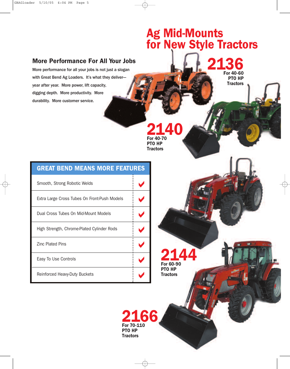 Ag mid-mounts for new style tractors | Bush Hog Great Bend Ag Loader User Manual | Page 5 / 8