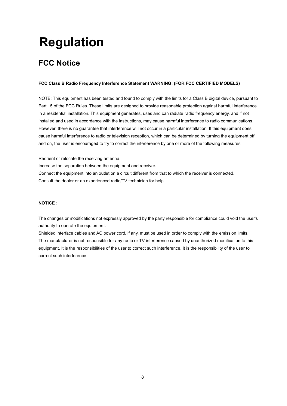 Regulation, Fcc notice | AOC I2460PXQU User Manual | Page 58 / 66