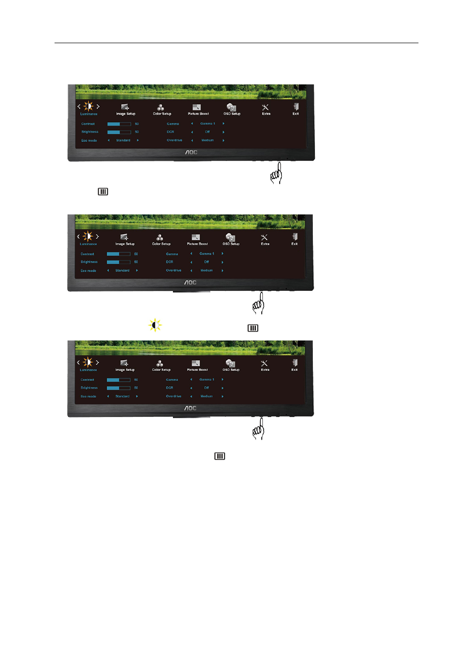 Luminance | AOC P2460PXQ User Manual | Page 24 / 74