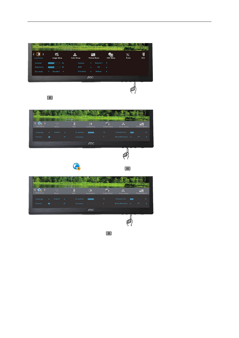 Osd setup | AOC P2460PXQ User Manual | Page 32 / 74