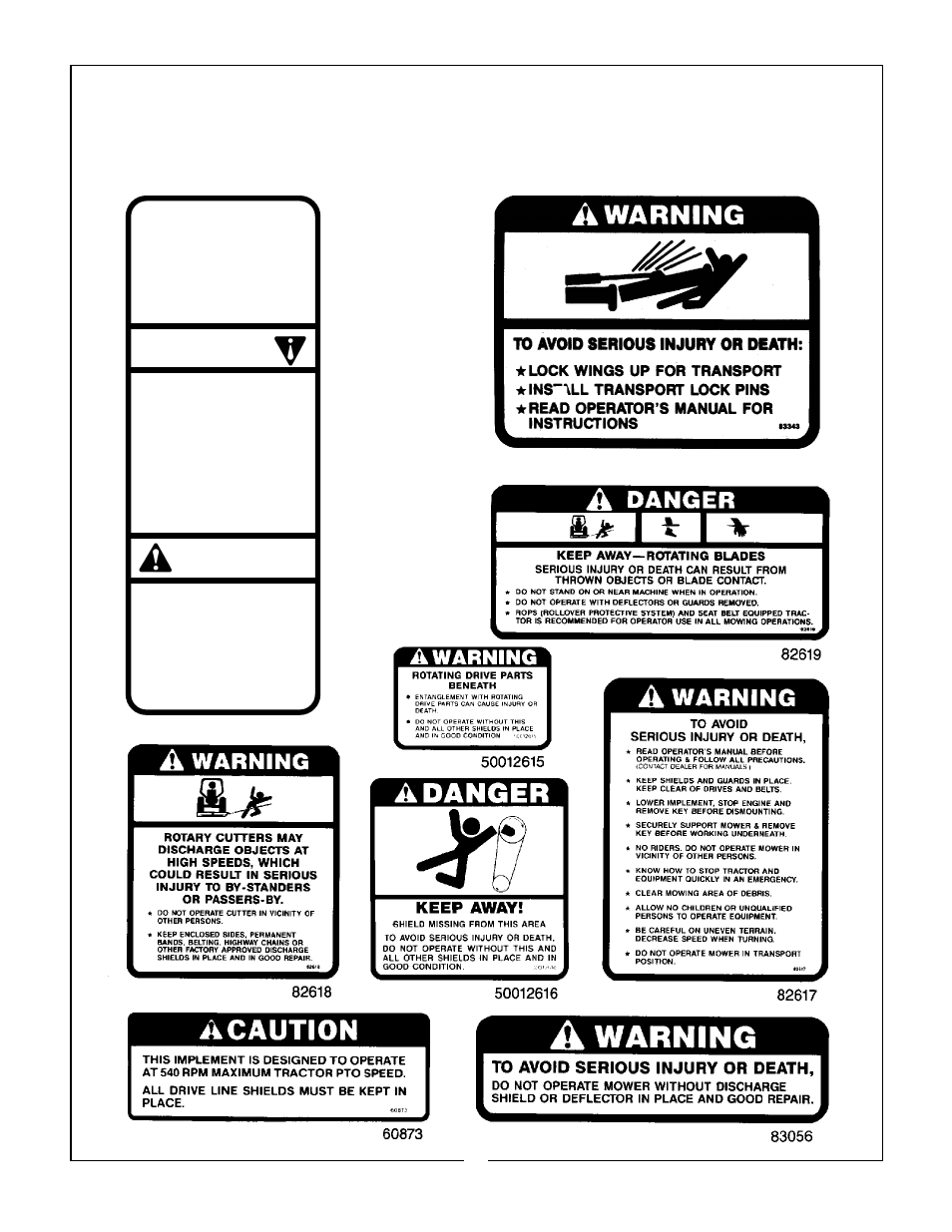 Safety decals, Caution | Bush Hog TD-1100 User Manual | Page 15 / 18