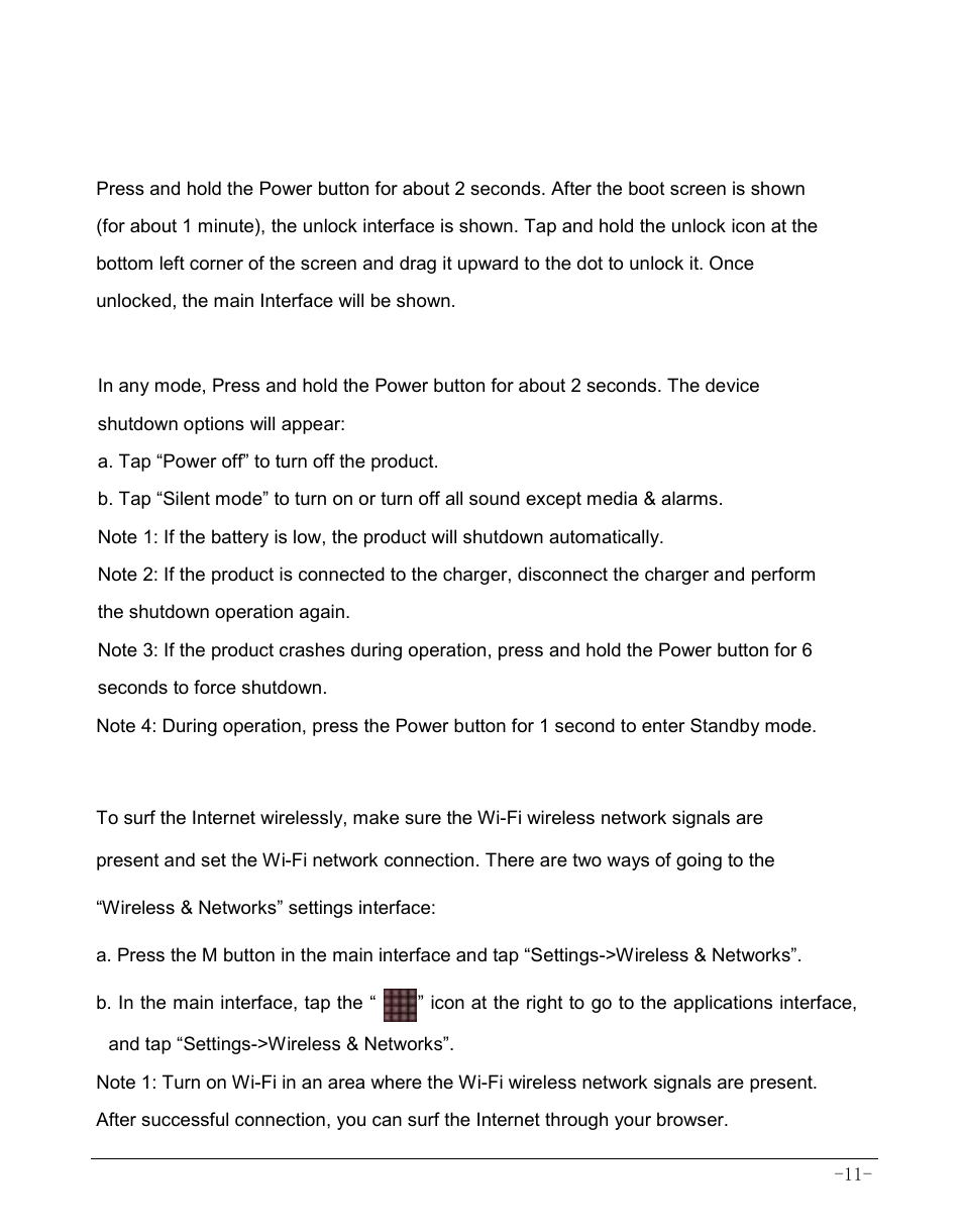 Chapter 4 basic operations, 1 booting up, 2 shutdown | 3 network | AOC MW0812 User Manual | Page 16 / 72