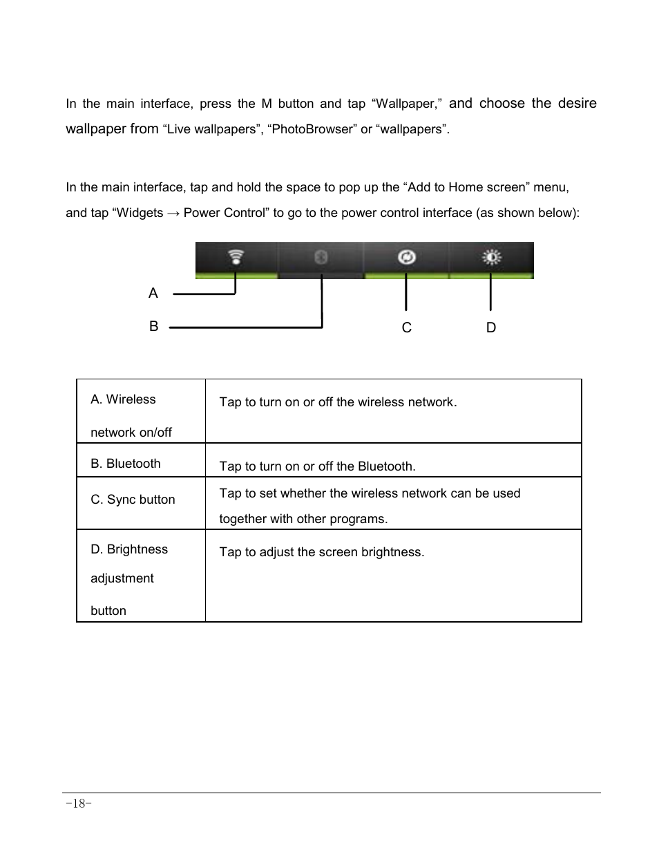 5 changing wallpaper, 6 power control | AOC MW0812 User Manual | Page 23 / 72