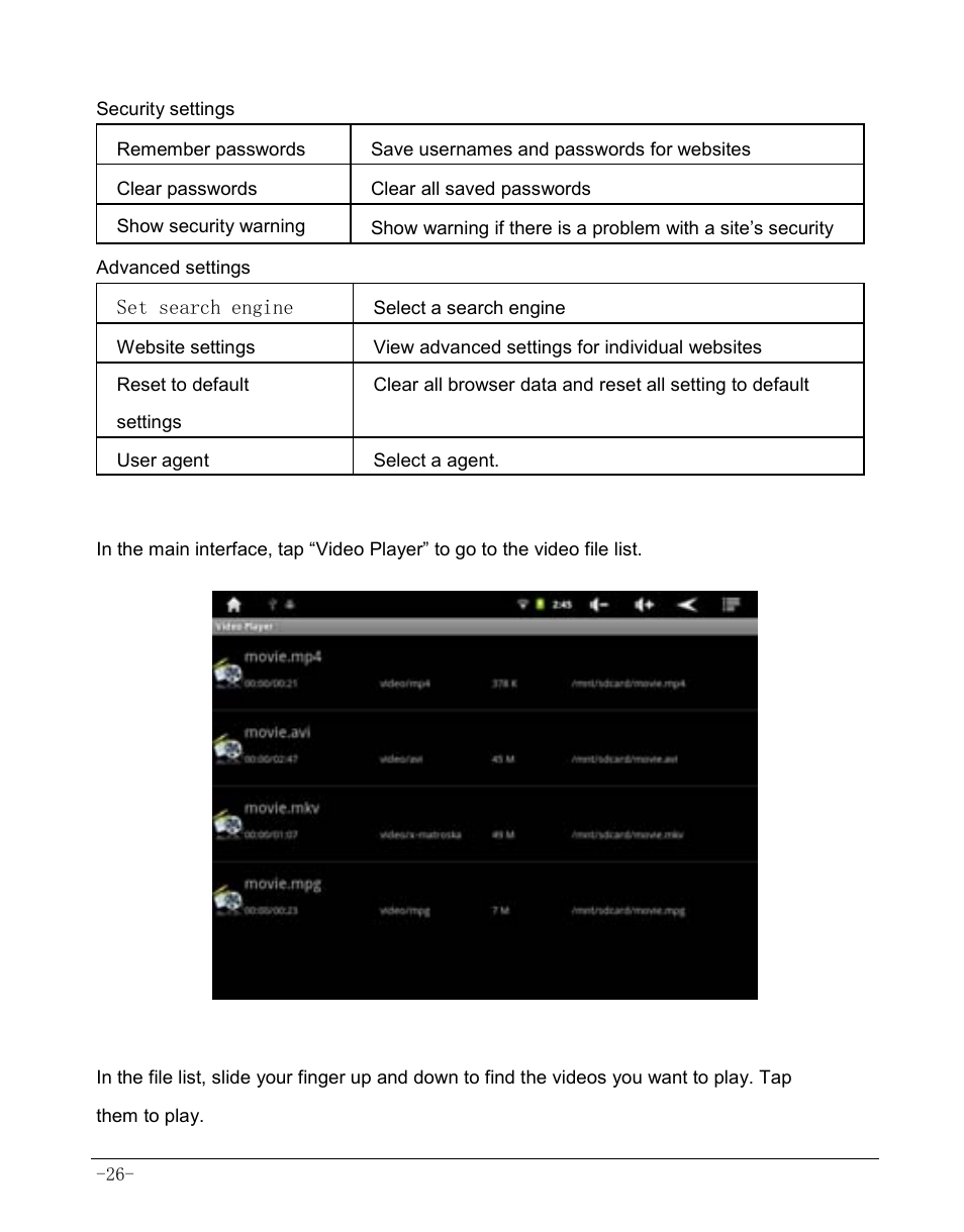 4 video player, 1 video playing | AOC MW0812 User Manual | Page 31 / 72