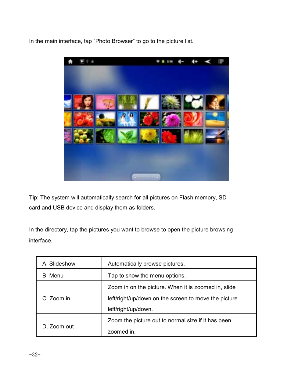 6 picture browser, 1 browsing pictures | AOC MW0812 User Manual | Page 37 / 72