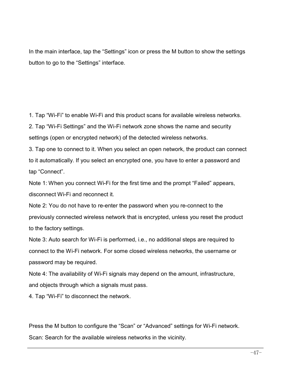 Chapter 9 settings, 1 wireless & network settings | AOC MW0812 User Manual | Page 52 / 72