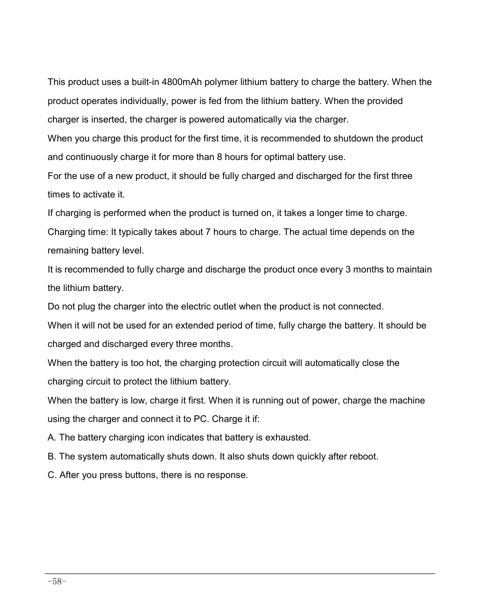 Chapter 12 about the battery and power | AOC MW0812 User Manual | Page 63 / 72