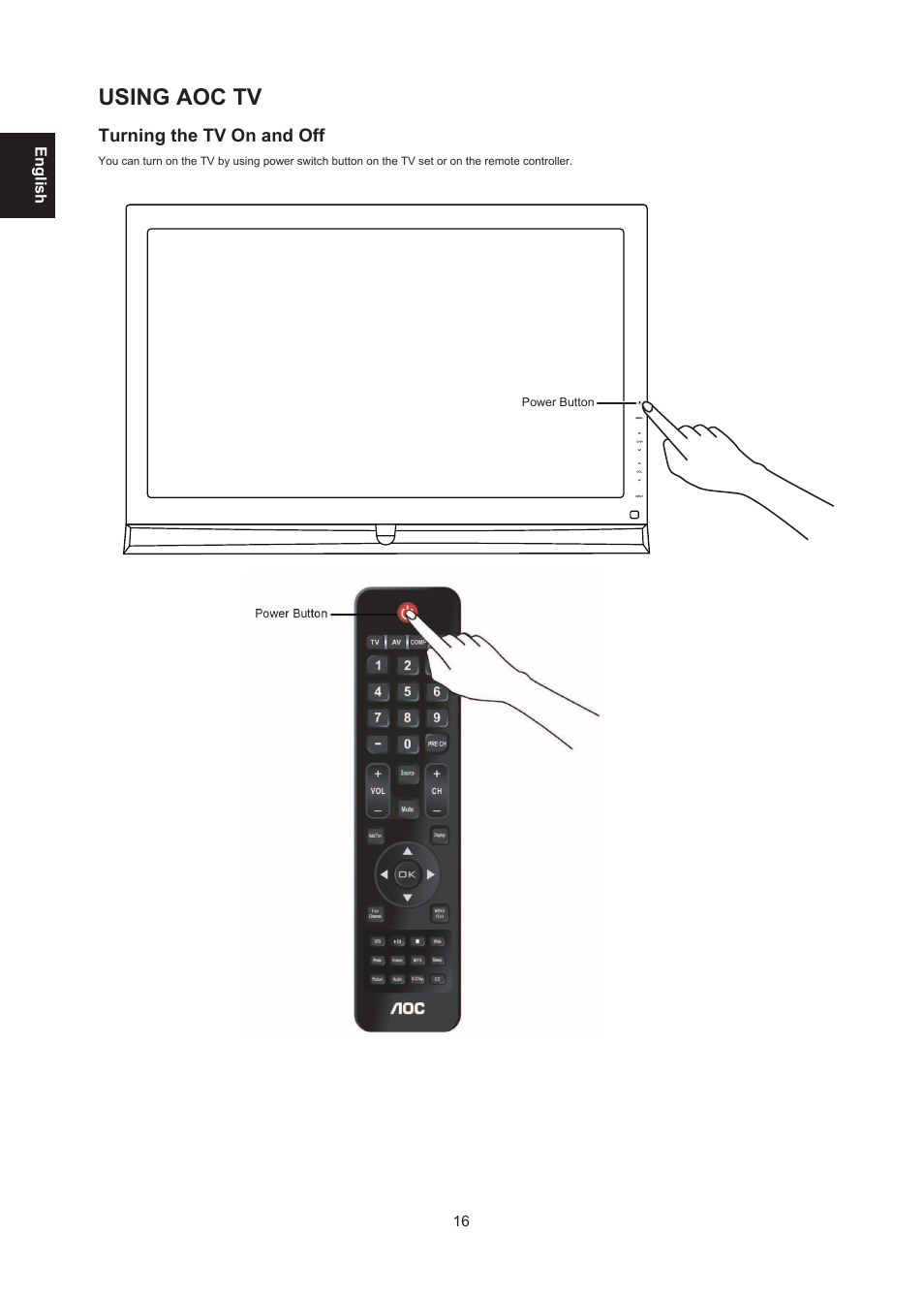 Using aoc tv | AOC LE24H138 Manual User Manual | Page 16 / 32