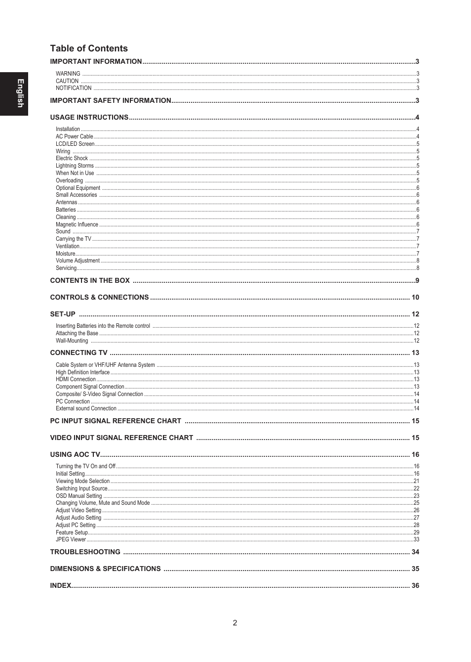 AOC LE24H138 Manual User Manual | Page 2 / 32