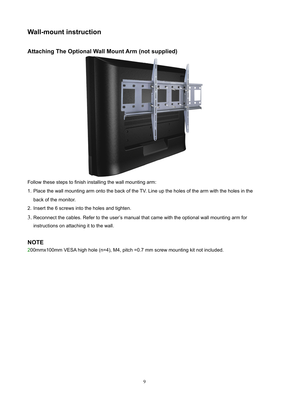 Wall-mount instruction | AOC L26W898 User Manual | Page 10 / 37