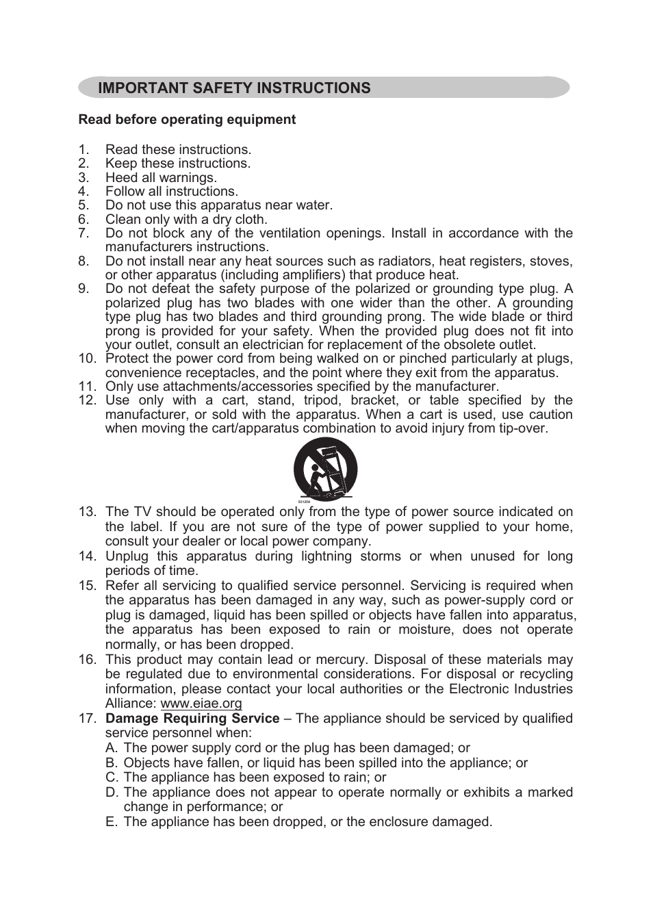 Important safety instructions | AOC L26W898 User Manual | Page 7 / 37