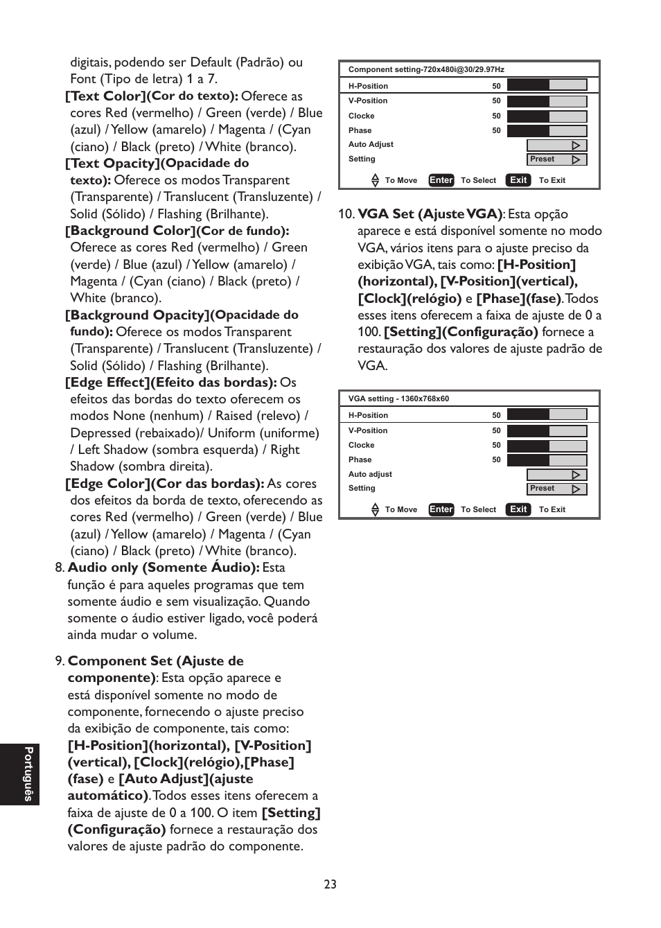 Text color, Text opacity, Background color | Background opacity | AOC L47H861 User Manual | Page 108 / 112