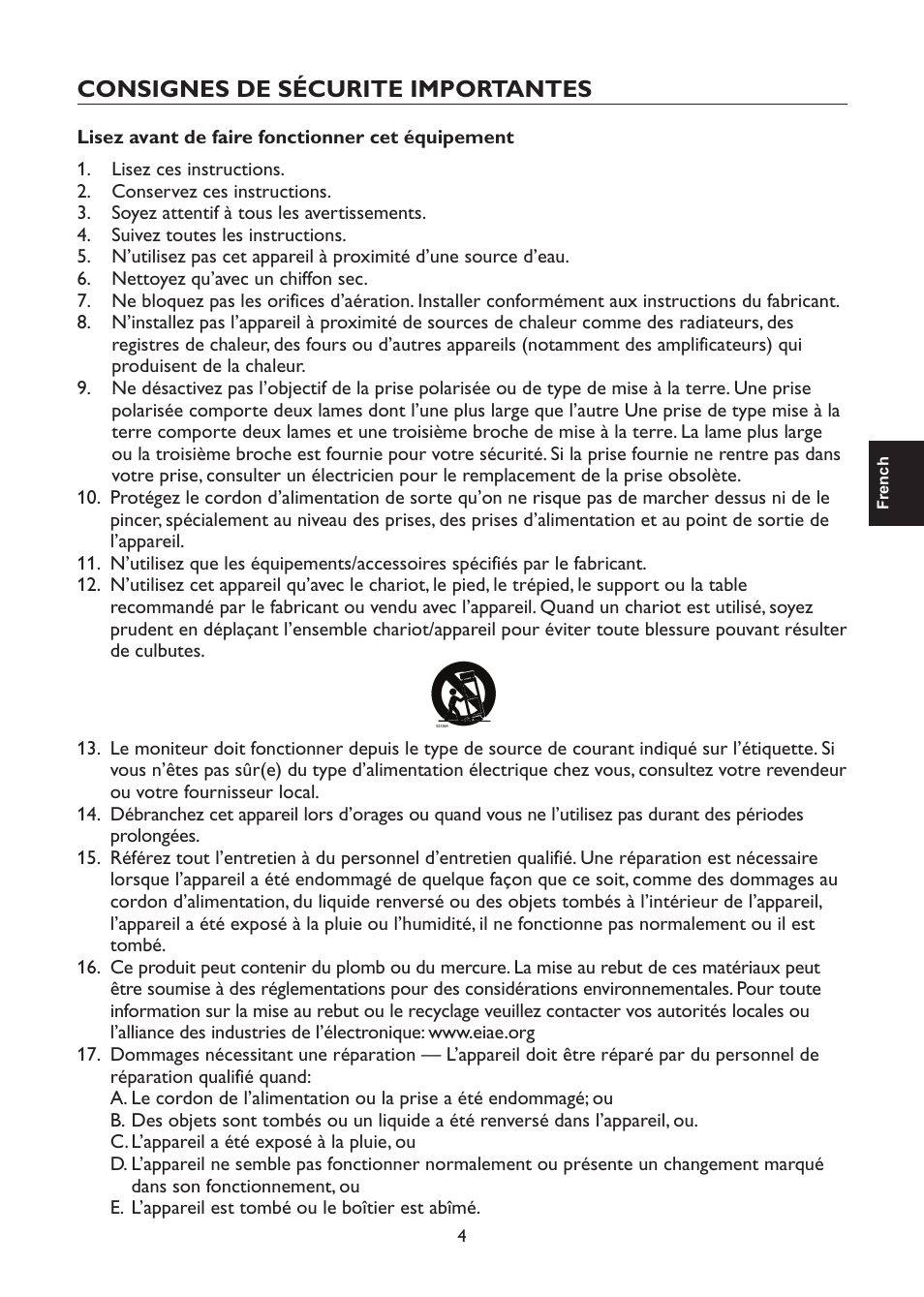 Consignes de sécurite importantes | AOC L47H861 User Manual | Page 33 / 112