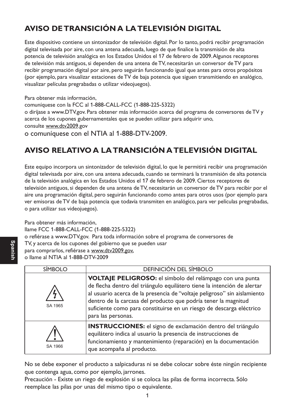 Aviso de transición a la televisión digital | AOC L47H861 User Manual | Page 58 / 112