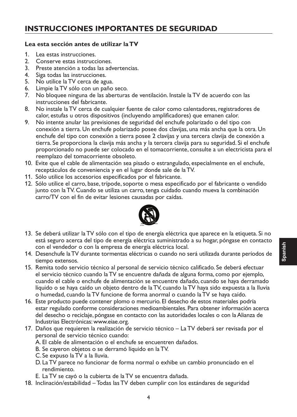 Instrucciones importantes de seguridad | AOC L47H861 User Manual | Page 61 / 112