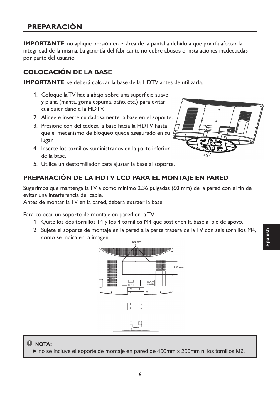 Preparación | AOC L47H861 User Manual | Page 63 / 112